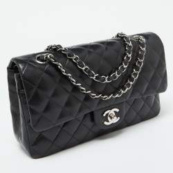 Pre Owned Chanel Black Quilted Leather Medium Classic Double Flap Bag