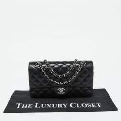 Pre Owned Chanel Black Quilted Leather Medium Classic Double Flap Bag