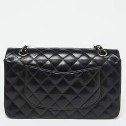 Pre Owned Chanel Black Quilted Leather Medium Classic Double Flap Bag
