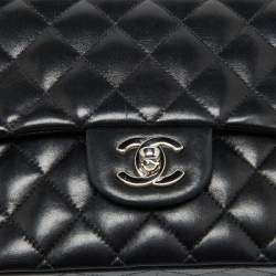 Pre Owned Chanel Black Quilted Leather Medium Classic Double Flap Bag