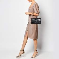 Pre Owned Chanel Black Quilted Leather Medium Classic Double Flap Bag
