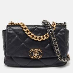 Chanel Black Quilted Leather Medium 19 Flap Bag