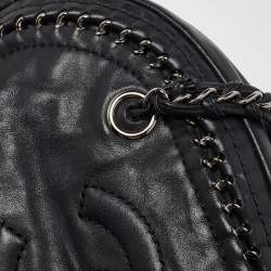 Pre Owned Chanel Black Leather Medium Chain Trim Luxe Ligne Bowler Bag