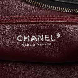 Pre Owned Chanel Black Leather Medium Chain Trim Luxe Ligne Bowler Bag
