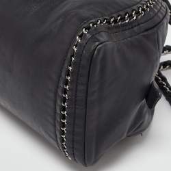 Pre Owned Chanel Black Leather Medium Chain Trim Luxe Ligne Bowler Bag