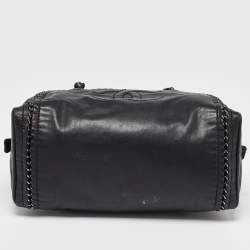 Pre Owned Chanel Black Leather Medium Chain Trim Luxe Ligne Bowler Bag