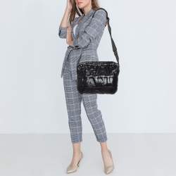 Chanel Black Embossed Nylon Doudoune Crossbody Bag