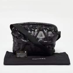 Chanel Black Embossed Nylon Doudoune Crossbody Bag
