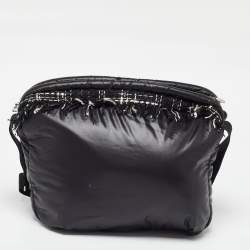 Chanel Black Embossed Nylon Doudoune Crossbody Bag