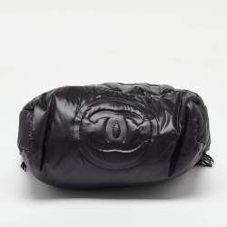 Chanel Black Embossed Nylon Doudoune Crossbody Bag