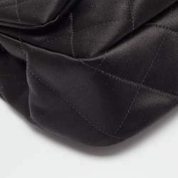 Chanel Black Quilted Satin Top Handle Flap Bag