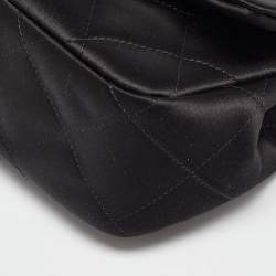 Chanel Black Quilted Satin Top Handle Flap Bag