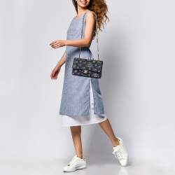 Pre Owned Chanel Navy Blue Fabric Madame Coco Classic Double Flap Runway Bag