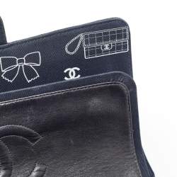 Pre Owned Chanel Navy Blue Fabric Madame Coco Classic Double Flap Runway Bag