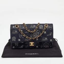 Pre Owned Chanel Navy Blue Fabric Madame Coco Classic Double Flap Runway Bag