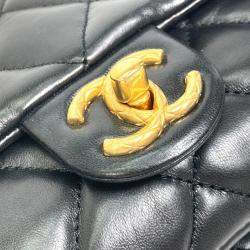 Pre Owned Chanel Black Lambskin CC Coco Mark Matelasse Chain Bag
