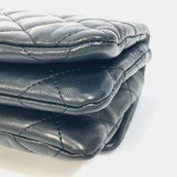Pre Owned Chanel Black Lambskin CC Coco Mark Matelasse Chain Bag