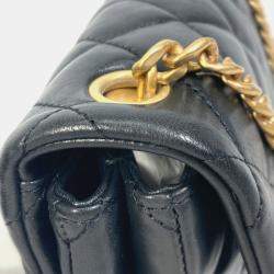 Pre Owned Chanel Black Lambskin CC Coco Mark Matelasse Chain Bag