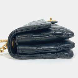 Pre Owned Chanel Black Lambskin CC Coco Mark Matelasse Chain Bag