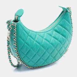 Chanel Green Leather Matelasse Shoulder Bag