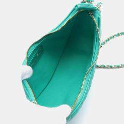 Chanel Green Leather Matelasse Shoulder Bag