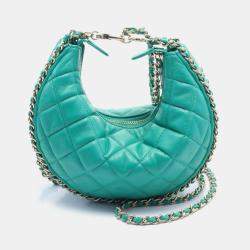 Chanel Green Leather Matelasse Shoulder Bag