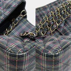 Pre Owned Chanel Leather Check Pattern Chain Shoulder Bag