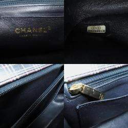 Pre Owned Chanel Leather Check Pattern Chain Shoulder Bag