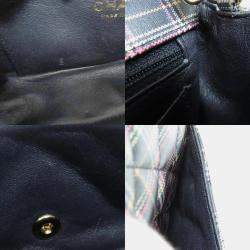 Pre Owned Chanel Leather Check Pattern Chain Shoulder Bag