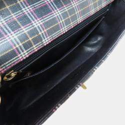 Pre Owned Chanel Leather Check Pattern Chain Shoulder Bag
