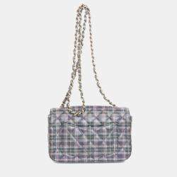 Pre Owned Chanel Leather Check Pattern Chain Shoulder Bag