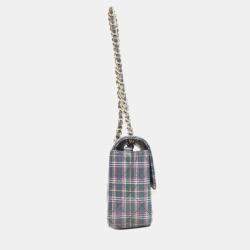 Pre Owned Chanel Leather Check Pattern Chain Shoulder Bag