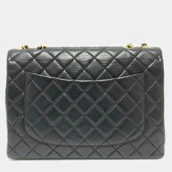 Pre Owned Chanel Black Lambskin Matelasse 30 Chain Bag