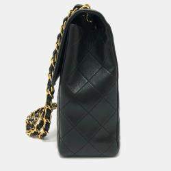 Pre Owned Chanel Black Lambskin Matelasse 30 Chain Bag