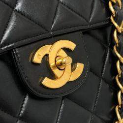 Pre Owned Chanel Black Lambskin Matelasse 30 Chain Bag