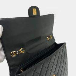 Pre Owned Chanel Black Lambskin Matelasse 30 Chain Bag