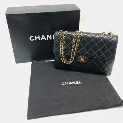 Pre Owned Chanel Black Lambskin Matelasse 30 Chain Bag