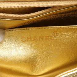 Chanel Gold Leather Matelasse Shoulder Bag