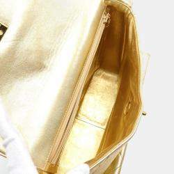 Chanel Gold Leather Matelasse Shoulder Bag