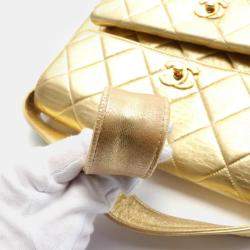 Chanel Gold Leather Matelasse Shoulder Bag