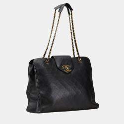 Chanel Black Lambskin Bicolor Coco Mark Supermodel Chain Tote Bag