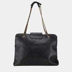 Chanel Black Lambskin Bicolor Coco Mark Supermodel Chain Tote Bag