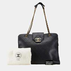 Chanel Black Lambskin Bicolor Coco Mark Supermodel Chain Tote Bag