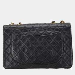 Pre Owned Chanel Black Lambskin Matelasse Coco Mark Chain Shoulder Bag