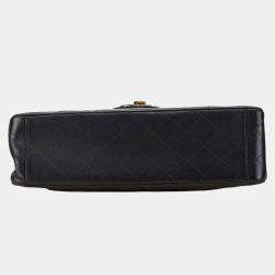 Pre Owned Chanel Black Lambskin Matelasse Coco Mark Chain Shoulder Bag