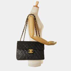 Pre Owned Chanel Black Lambskin Matelasse Coco Mark Chain Shoulder Bag