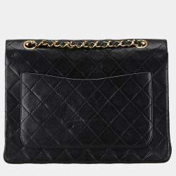 Pre Owned Chanel Black Lambskin Matelasse 25 Coco Mark Double Flap Chain Shoulder Bag