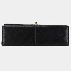 Pre Owned Chanel Black Lambskin Matelasse 25 Coco Mark Double Flap Chain Shoulder Bag