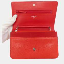 Chanel Caviar Skin Coco Mark Chain Wallet