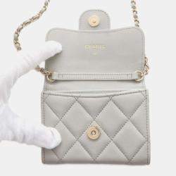 Chanel Lambskin Matelasse Coco Mark Chain Wallet